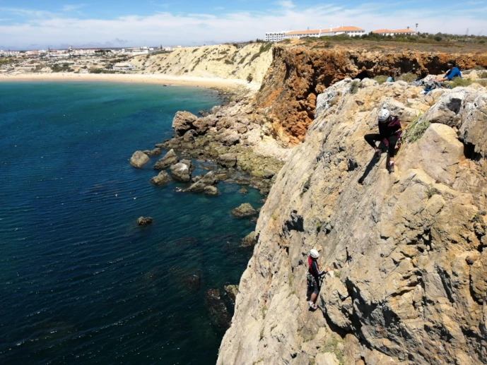 Climber doing top belay on a Rope Access course